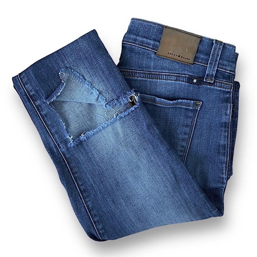 Lucky Brand Distressed Brooke Legging Jean Knee Hole Medium Wash Skinny Jeans